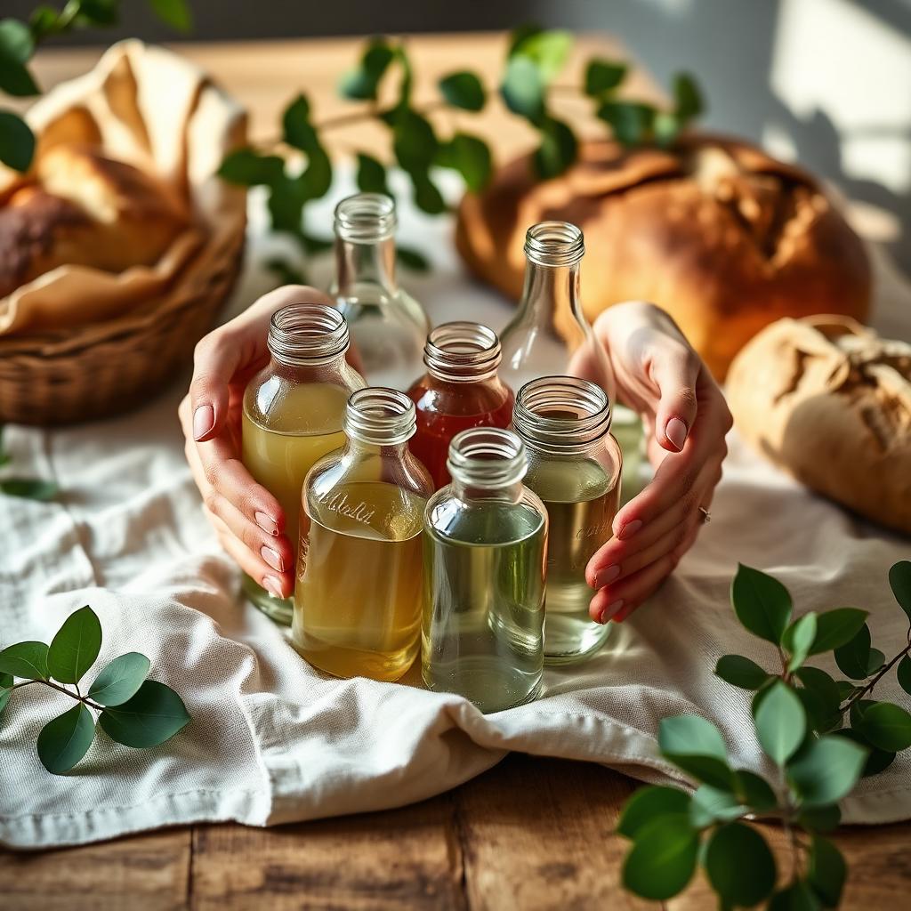 Reusable glass jars and bottles ready to be returned